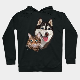 Cat and husky Hoodie